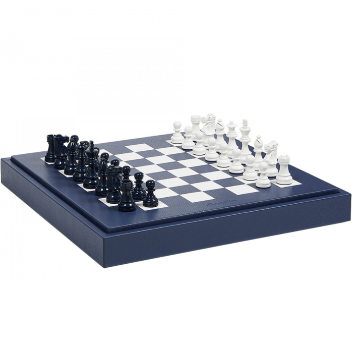 Эксклюзивные шахматы из кожи "Buffalo" синие
